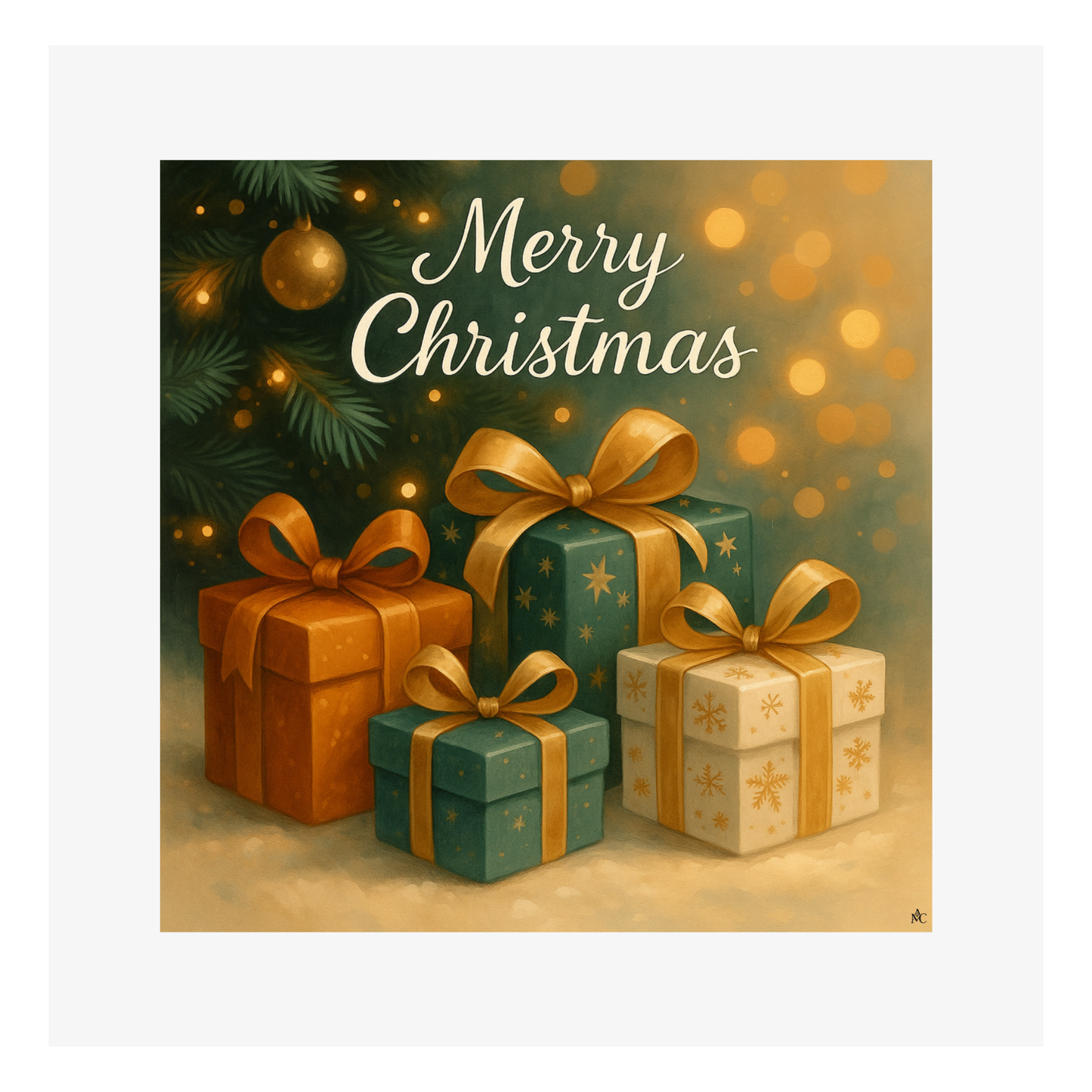 Merry Christmas Cadeaux d’hiver par Cathy Dumont - 120x120mm