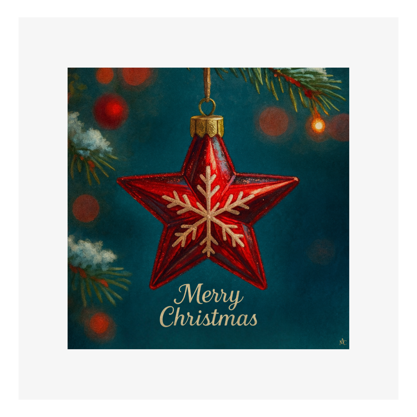 Merry Christmas Etoile de Noël par Cathy Dumont - 120x120mm