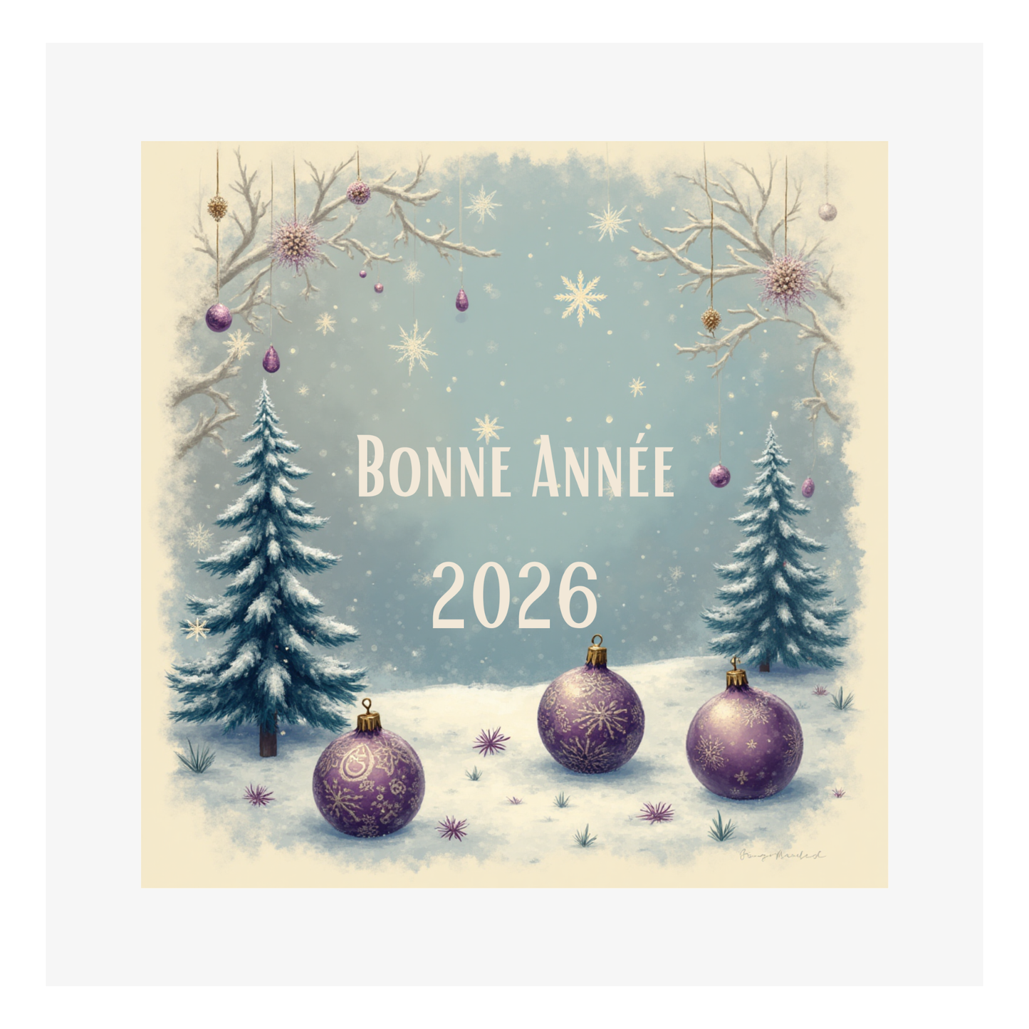 Bonne année sous la neige par M'AryCard - 120x120mm