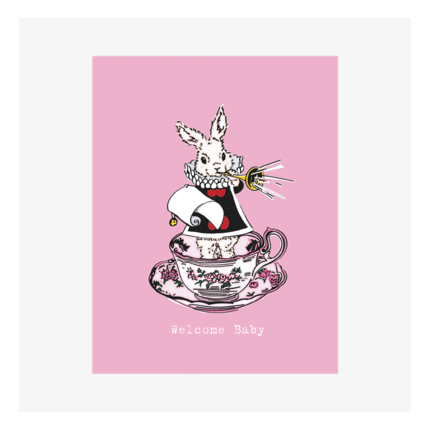 Carte Naissance M’AryCard avec video - NFC – design welcome baby lapin rose