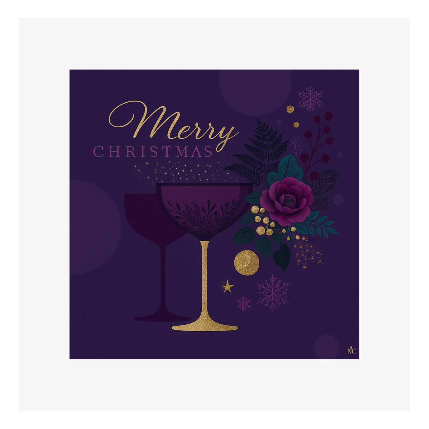 Merry Christmas Eclats pourpres par Cathy Dumont - 120x120mm