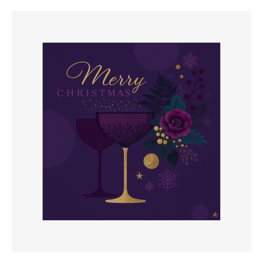 Merry Christmas Eclats pourpres par Cathy Dumont - 120x120mm