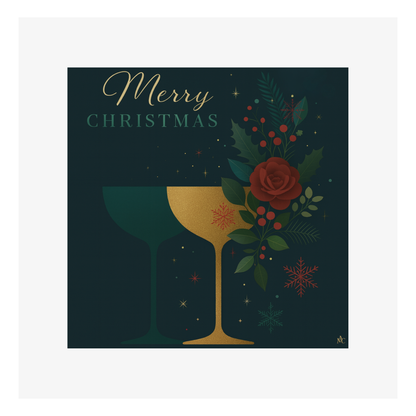 Carte Noël M’AryCard avec video - NFC – design merry christmas avec verres