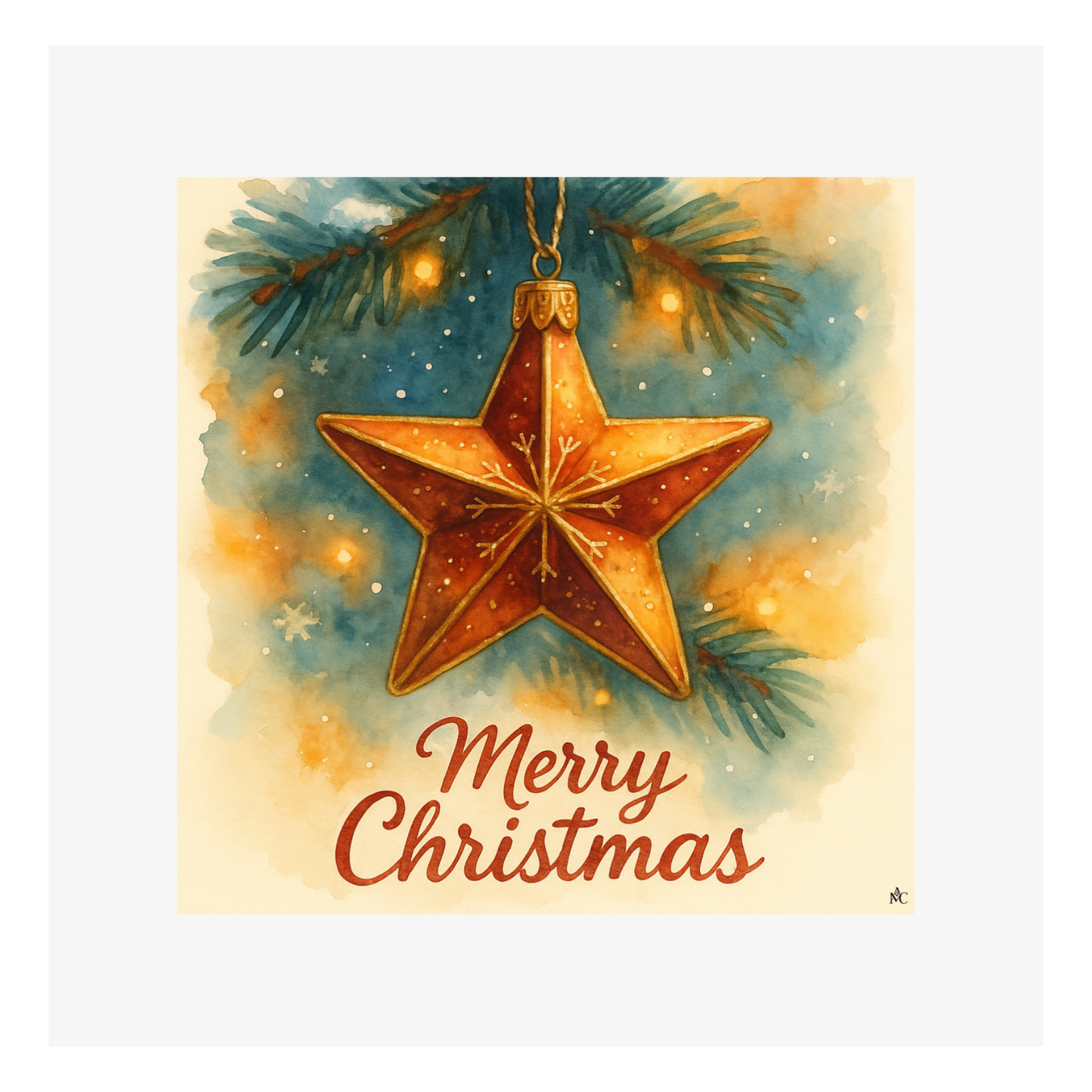 Merry Christmas Magie suspendu par Cathy Dumont - 120x120mm