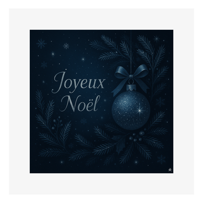 Carte Noël M’AryCard avec video - NFC – design joyeux noël boule bleu