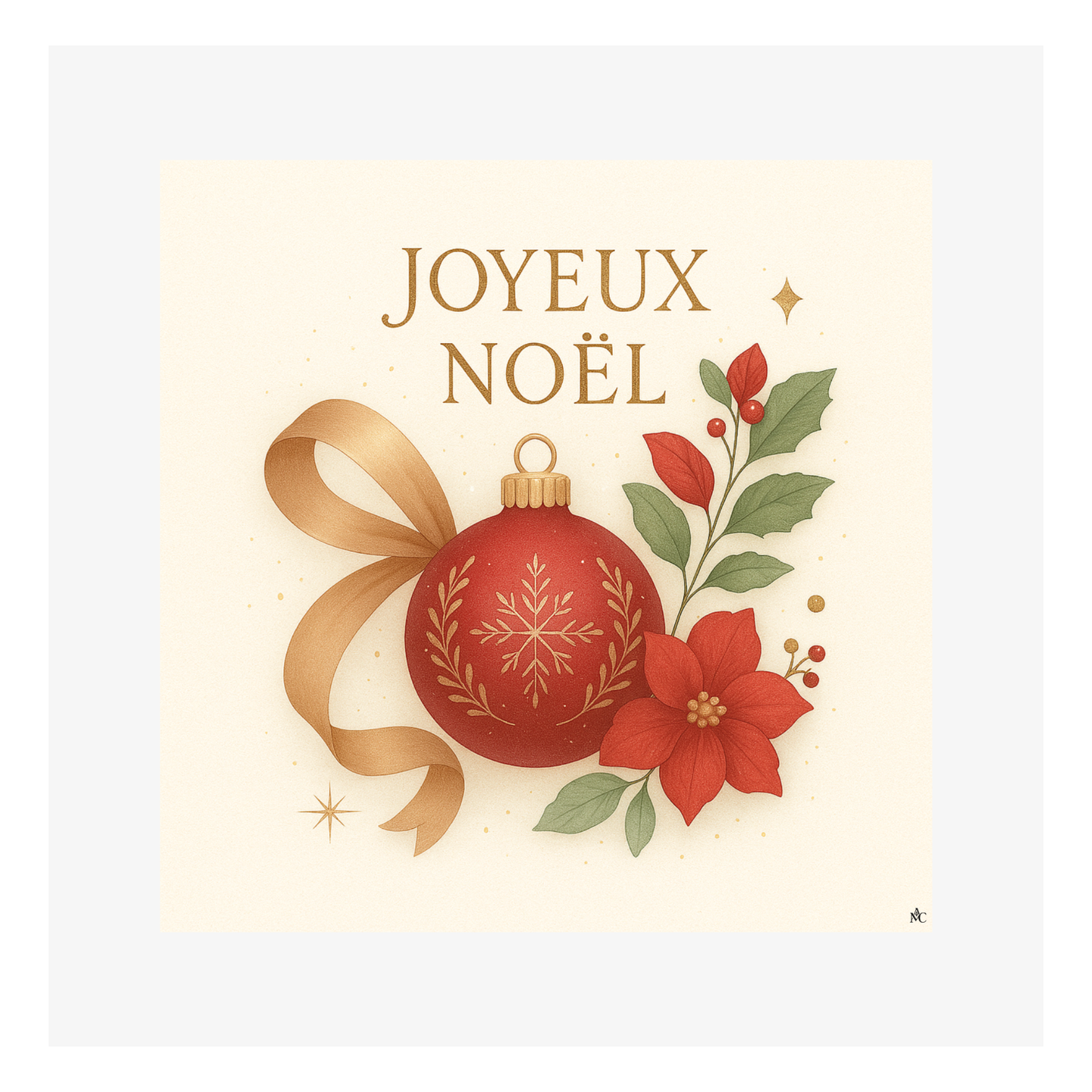 Joyeux Noël tradition par Cathy Dumont - 120x120mm
