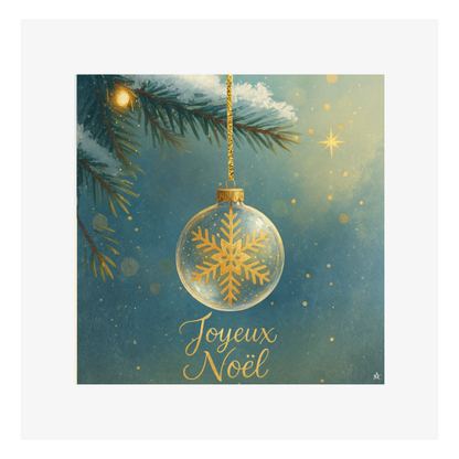 Carte Noël M’AryCard avec video - NFC – design boule de noël flocon or