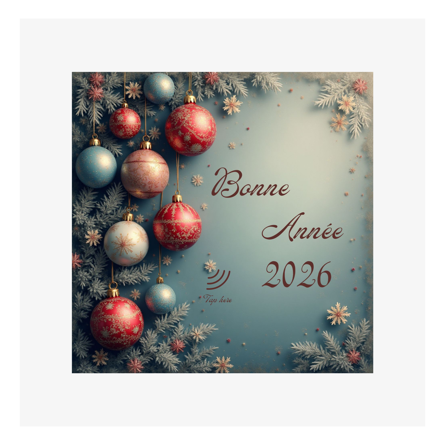 Carte Bonne Année M’AryCard avec video - NFC – design bonne année boules