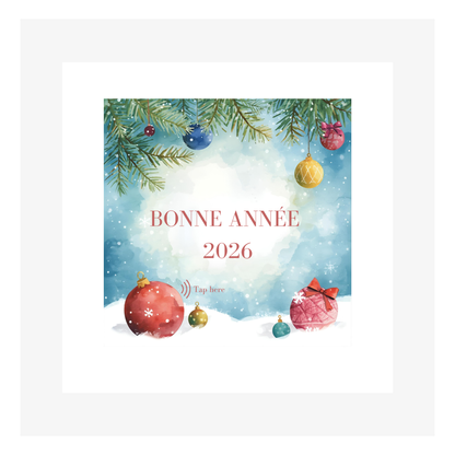 Carte Bonne année M’AryCard avec video - NFC – design boules rouges