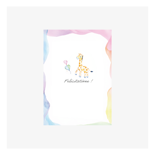 Felicitations & Girafe par Inès Boughattas - 148x105mm