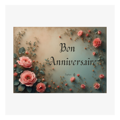 Carte Anniversaire M’AryCard avec video - NFC – design roses
