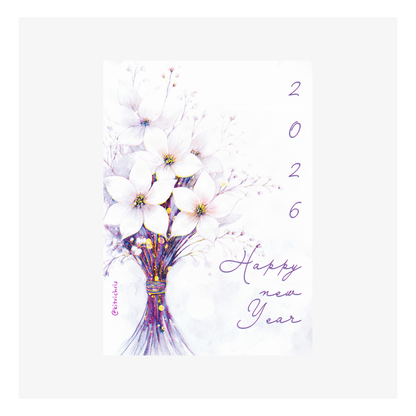 Carte Bonne Année M’AryCard avec video - NFC – design Christelle Richard bouquet