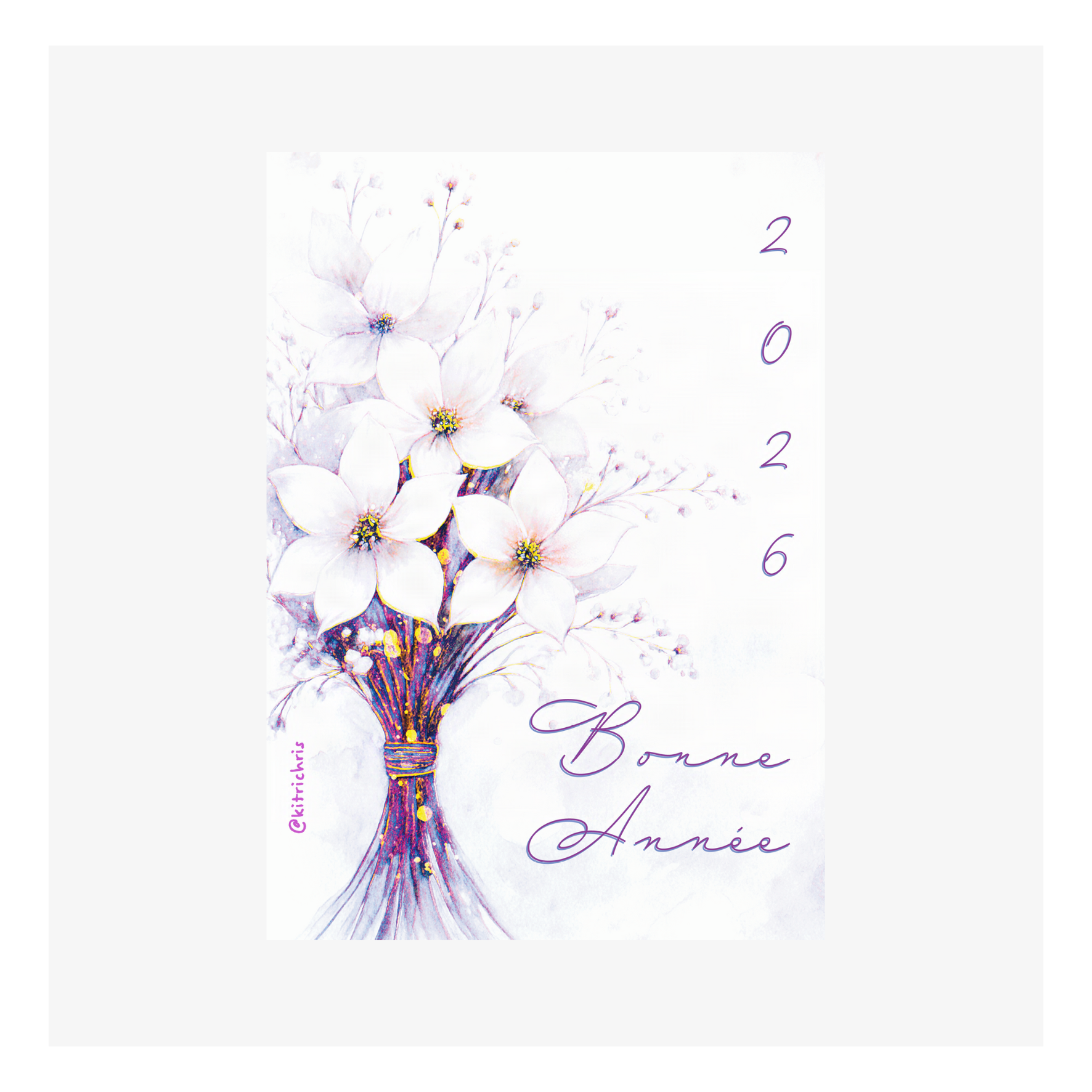 Carte Bonne Année M’AryCard avec video - NFC – design Christelle Richard bouquet