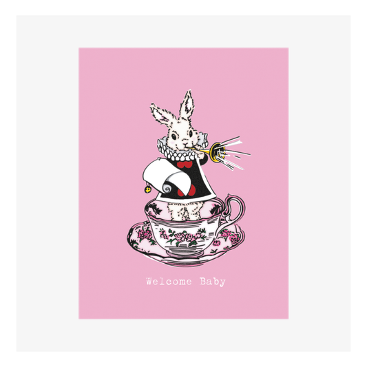 Carte Naissance M’AryCard avec video - NFC – design welcome baby lapin rose