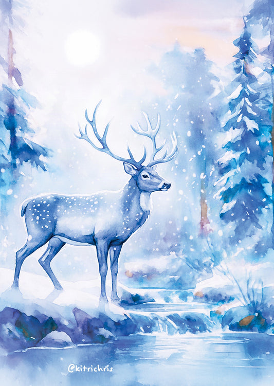 Paysage d'Hiver, le Cerf