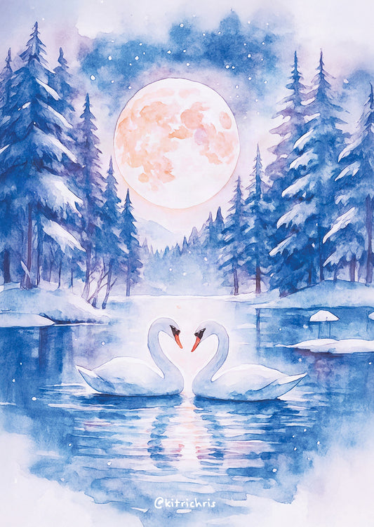 Paysage d'Hiver, les Cygnes
