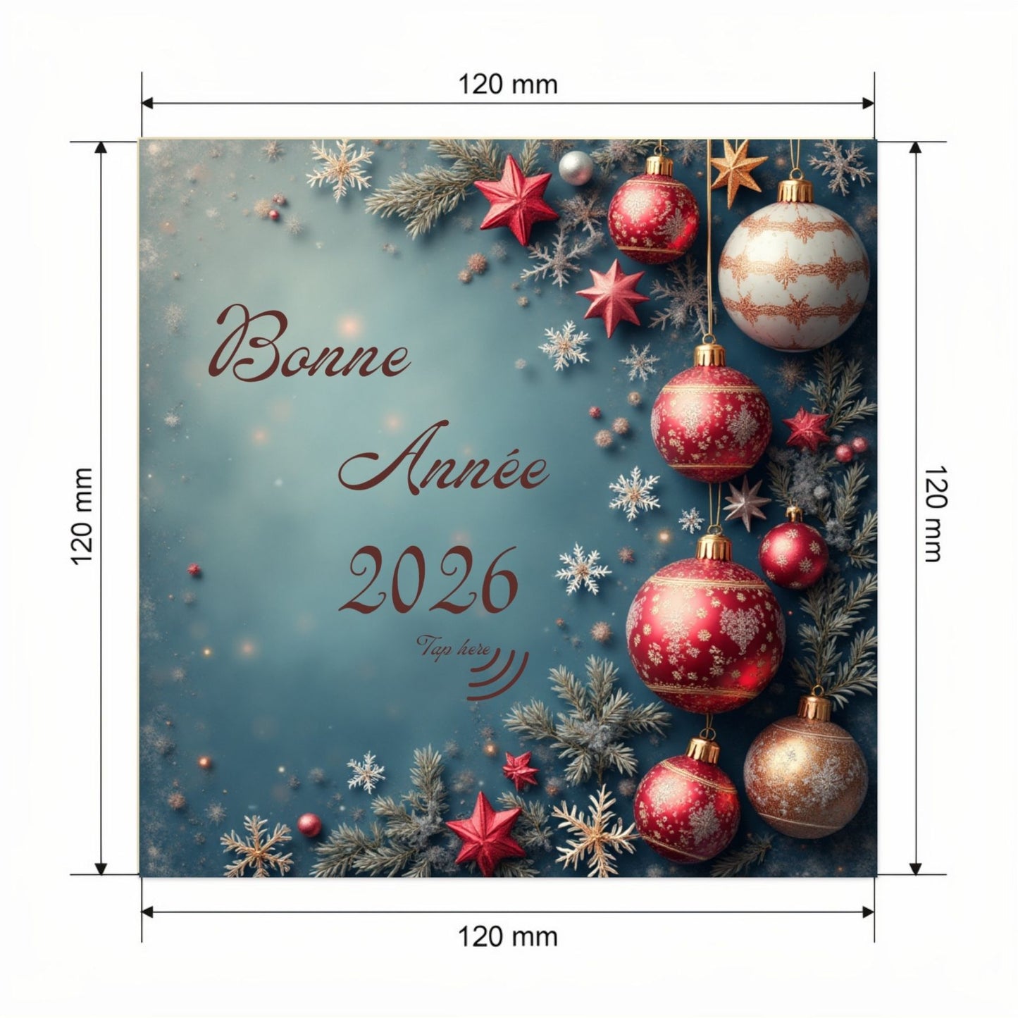 Carte Bonne Année avec video - NFC – dimensions 120x120mm