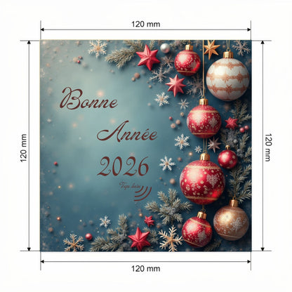 Carte Bonne Année avec video - NFC – dimensions 120x120mm