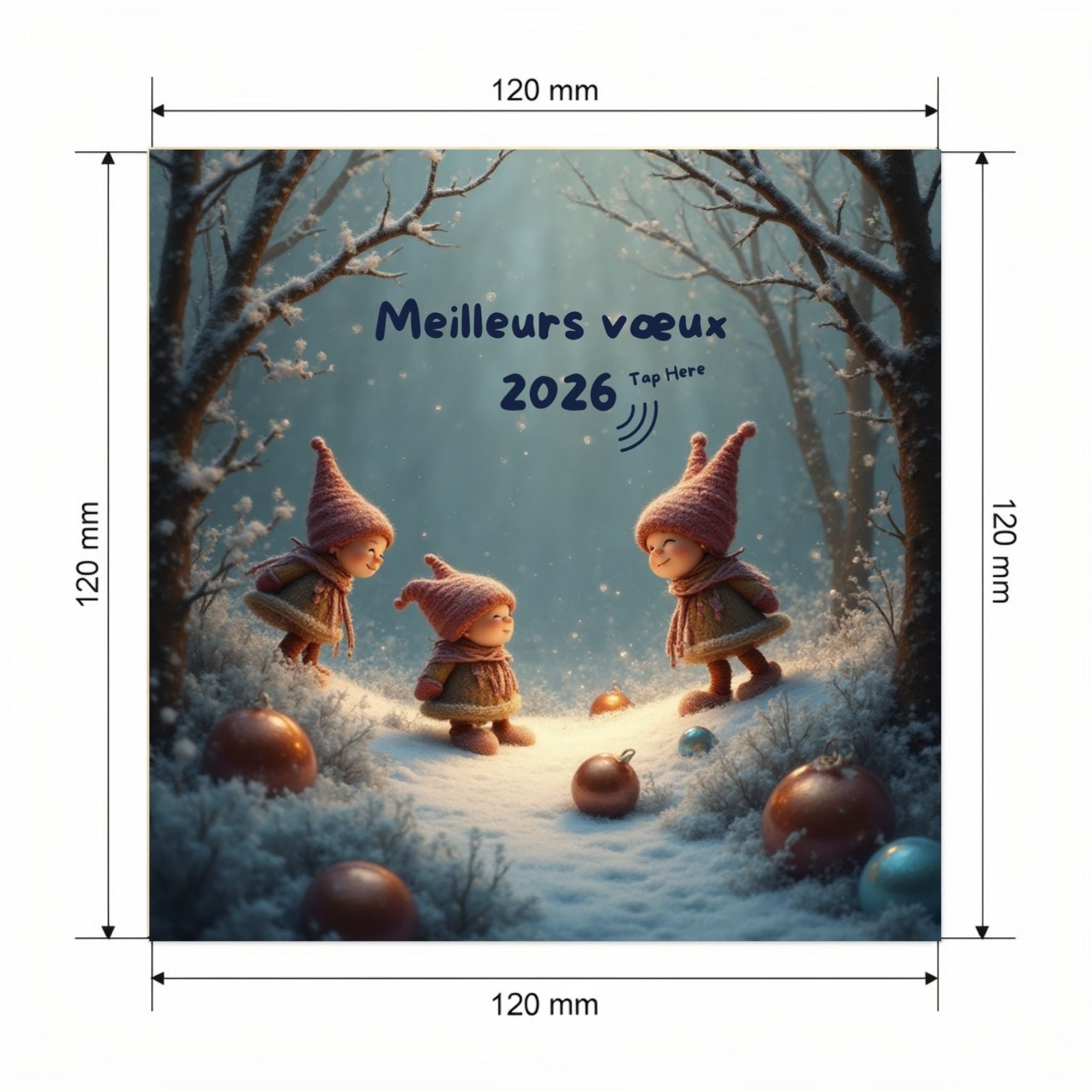 Carte Bonne Année avec video - NFC – dimensions 120x120mm