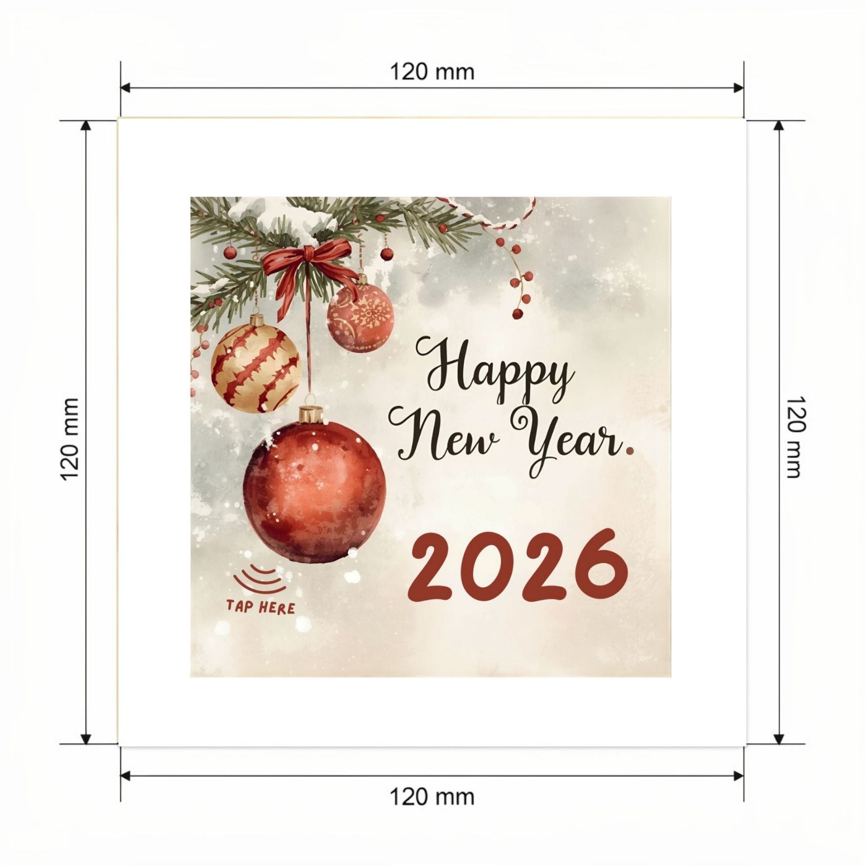 Carte Bonne Année avec video - NFC – dimensions 120x120mm