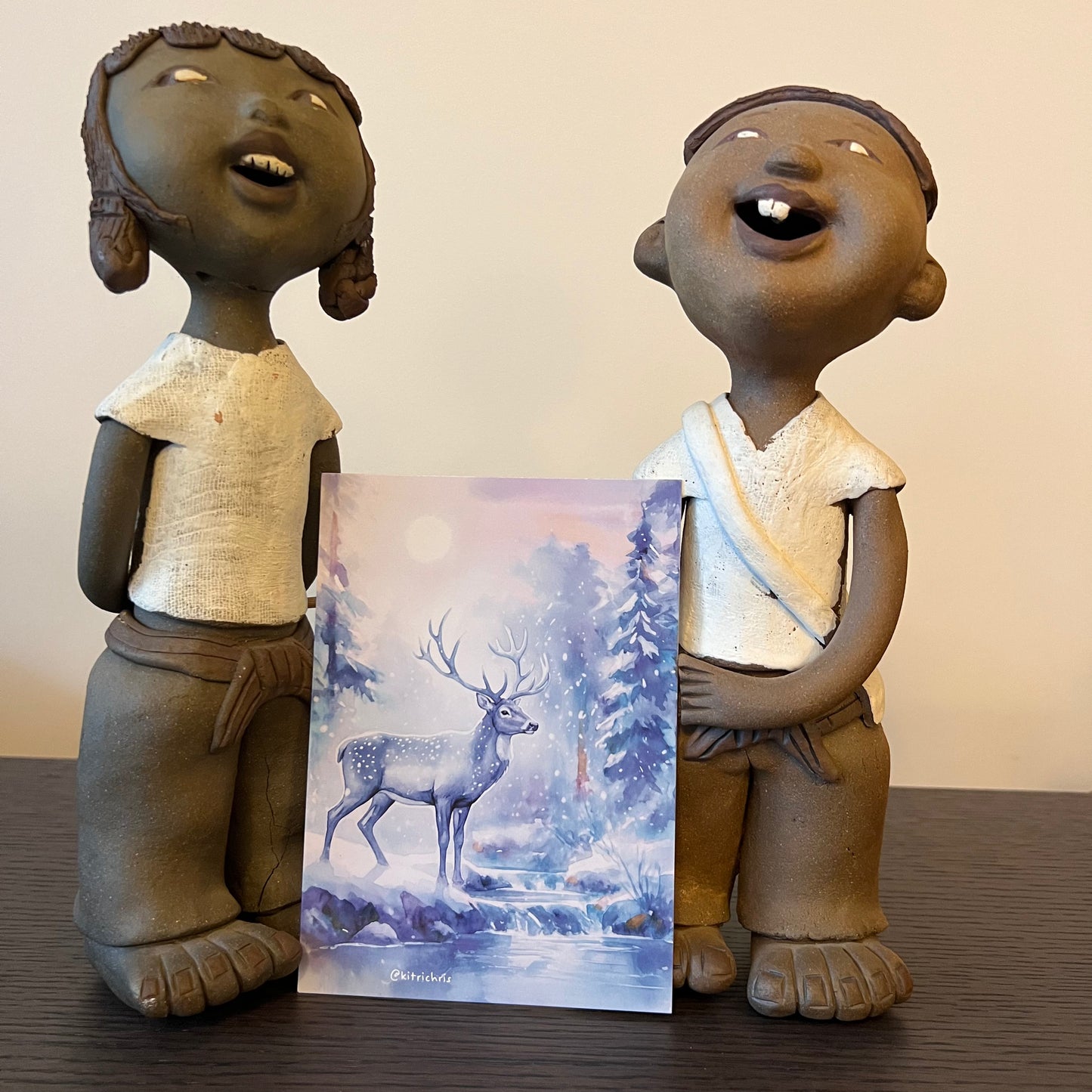 Carte M’AryCard avec video - NFC – design Christelle Richard cerf hiver