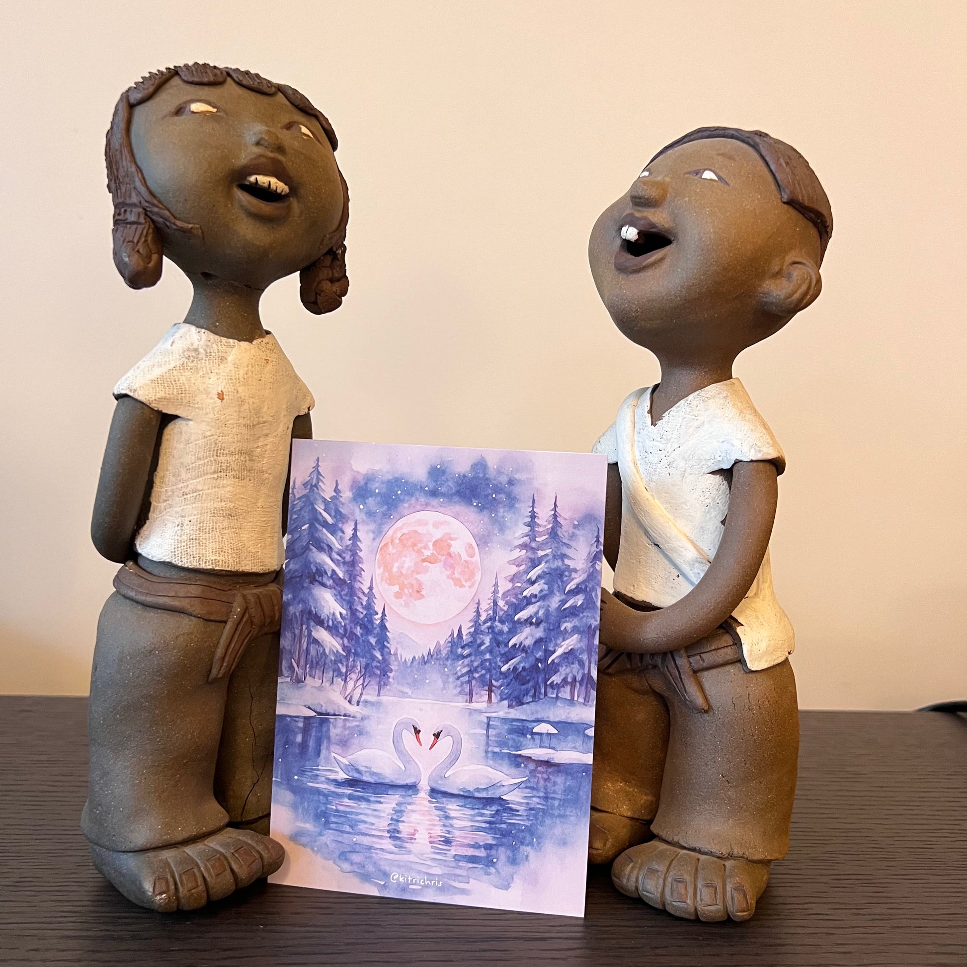 Carte M’AryCard avec video - NFC – design Christelle Richard cygnes hiver