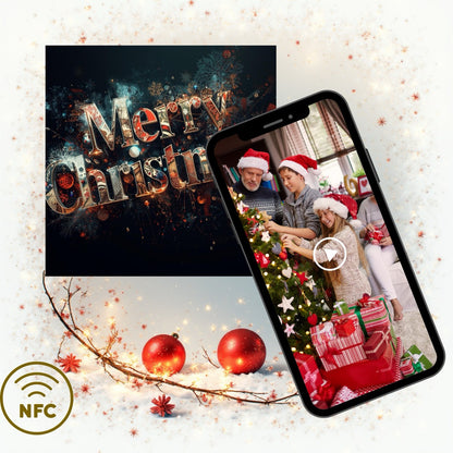 Carte Noël M’AryCard avec video - NFC - design Merry Christmas