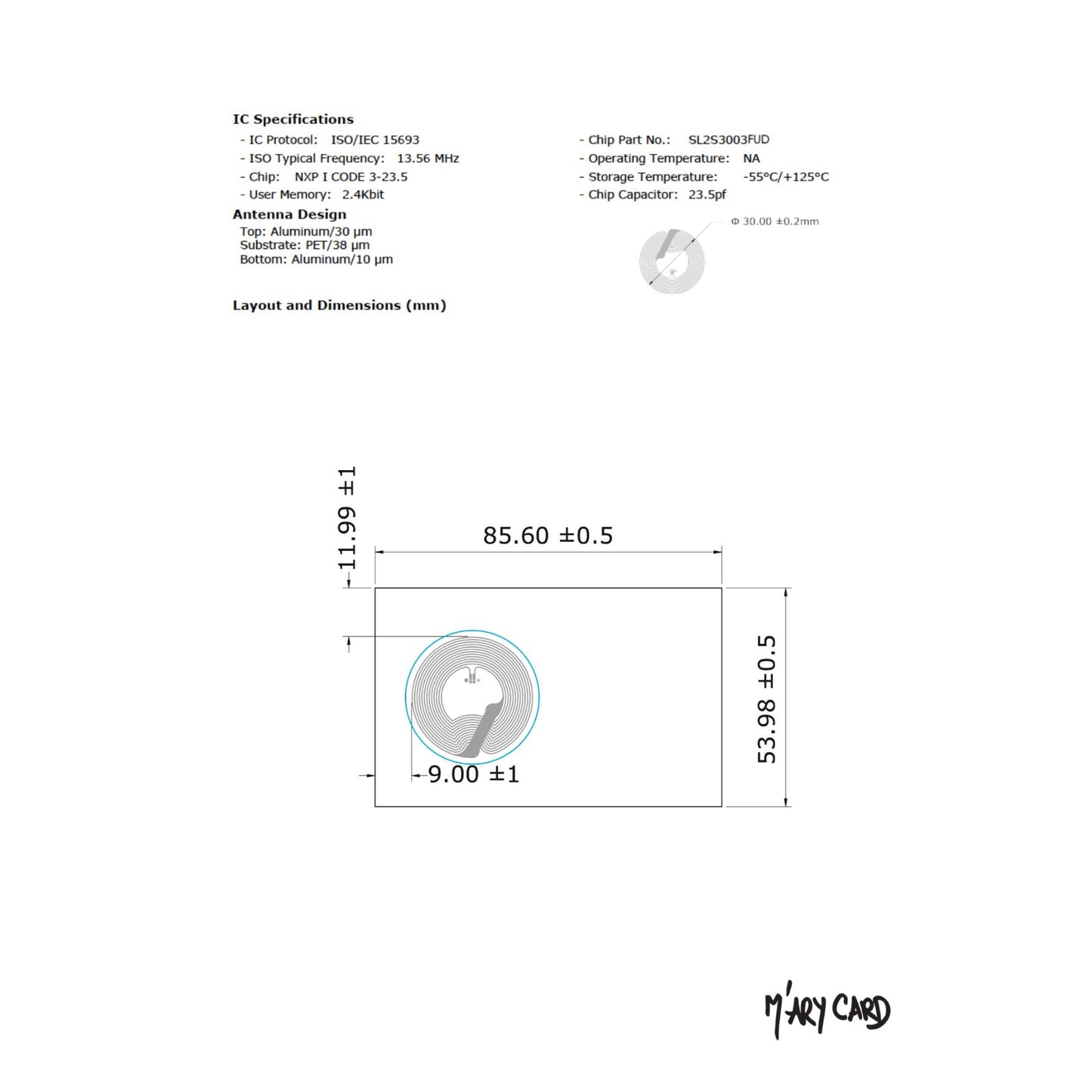 Cartes M'AryCard Spec Tag NFC