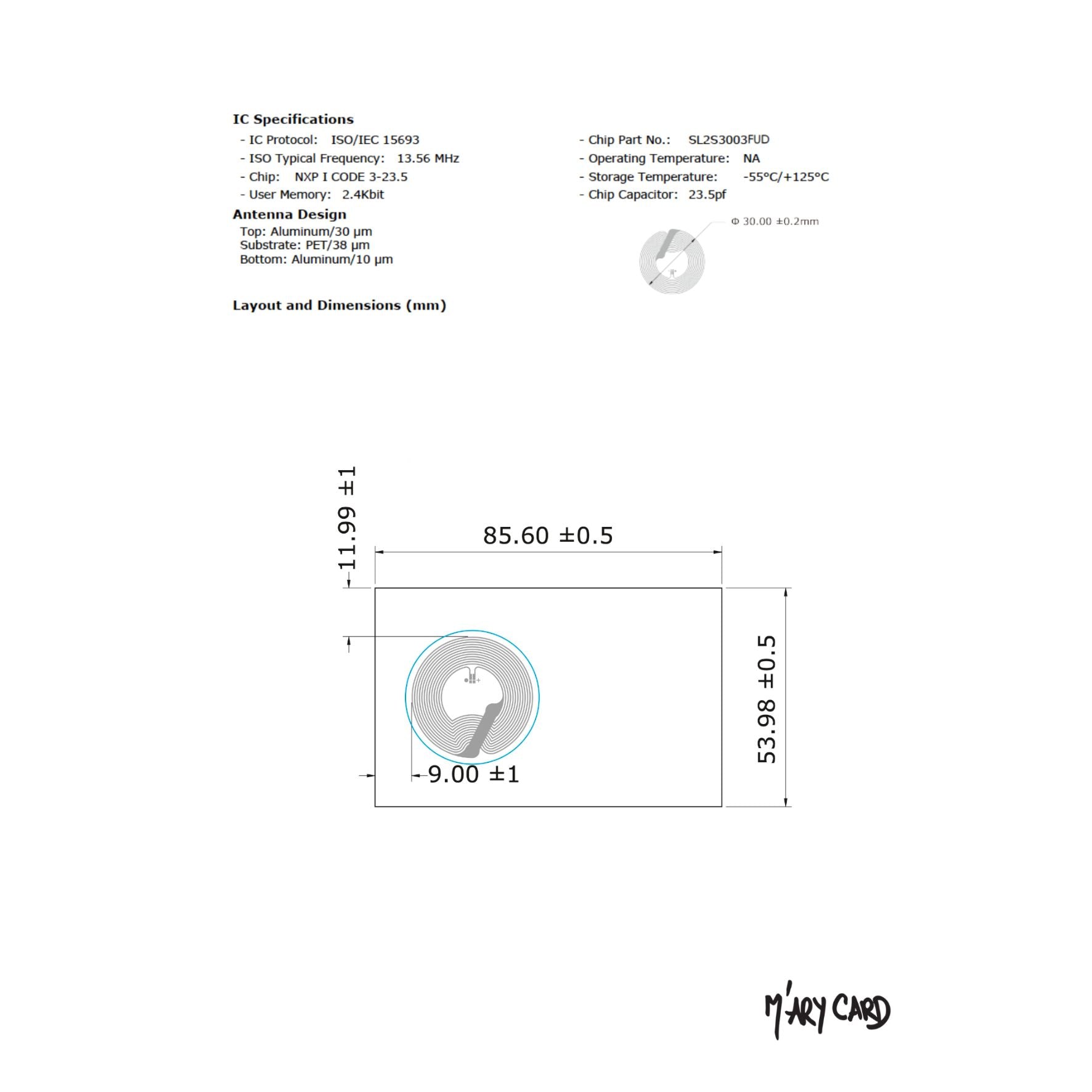 Cartes M'AryCard Spec Tag NFC